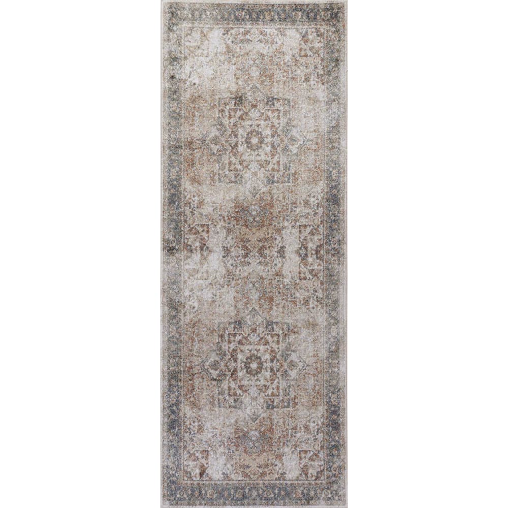 Tapis de Couloir Lavable en Machine Marron/Ivoire 80x220