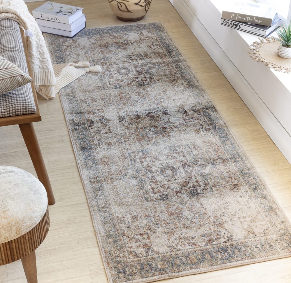 Tapis de couloir lavable en machine marron/ivoire 80x220 — vue 3