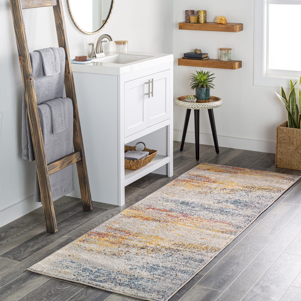 Tapis de couloir abstrait moderne multicolore/orange 80x220 — vue 3