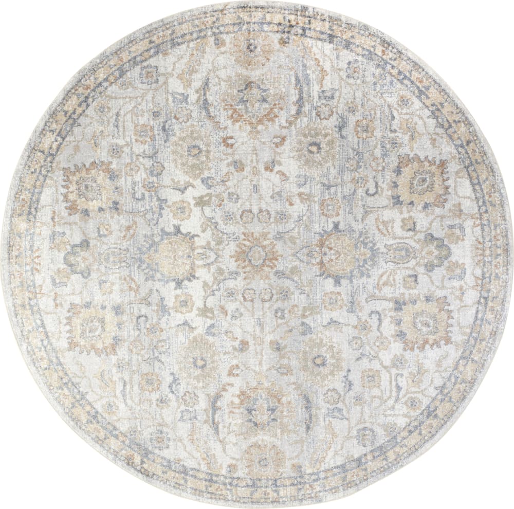 Tapis rond vintage lavable en machine gris/jaune ø 200 - Maisons du Monde