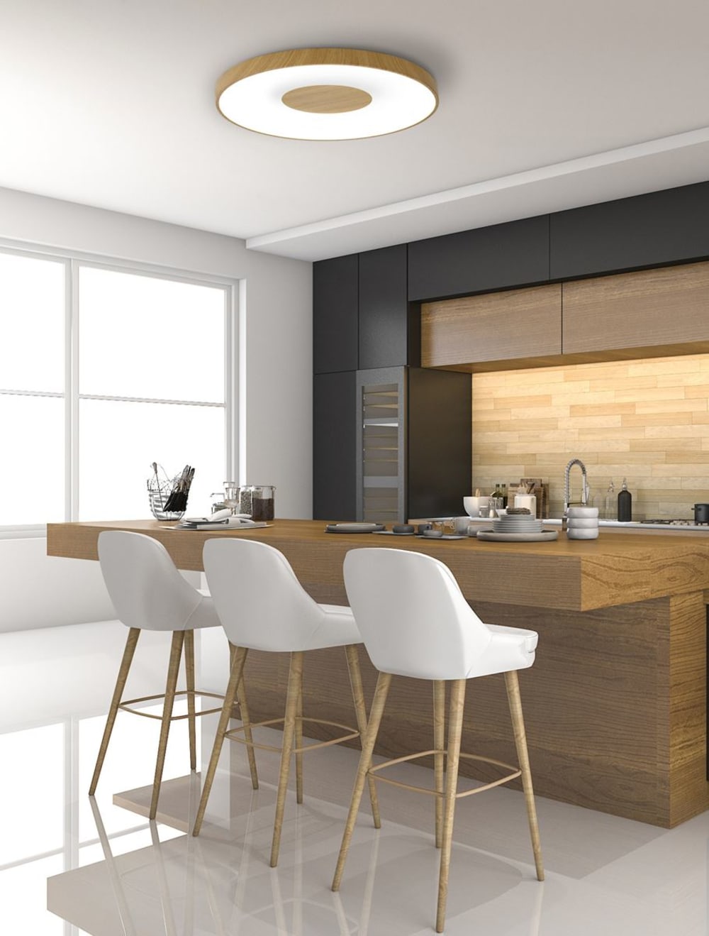 Plafonnier design en plastique bois — vue 3