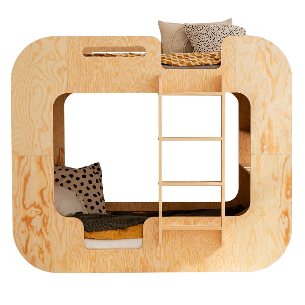 Lit superposé 90x200 échelle à droite bois marron - Maisons du Monde