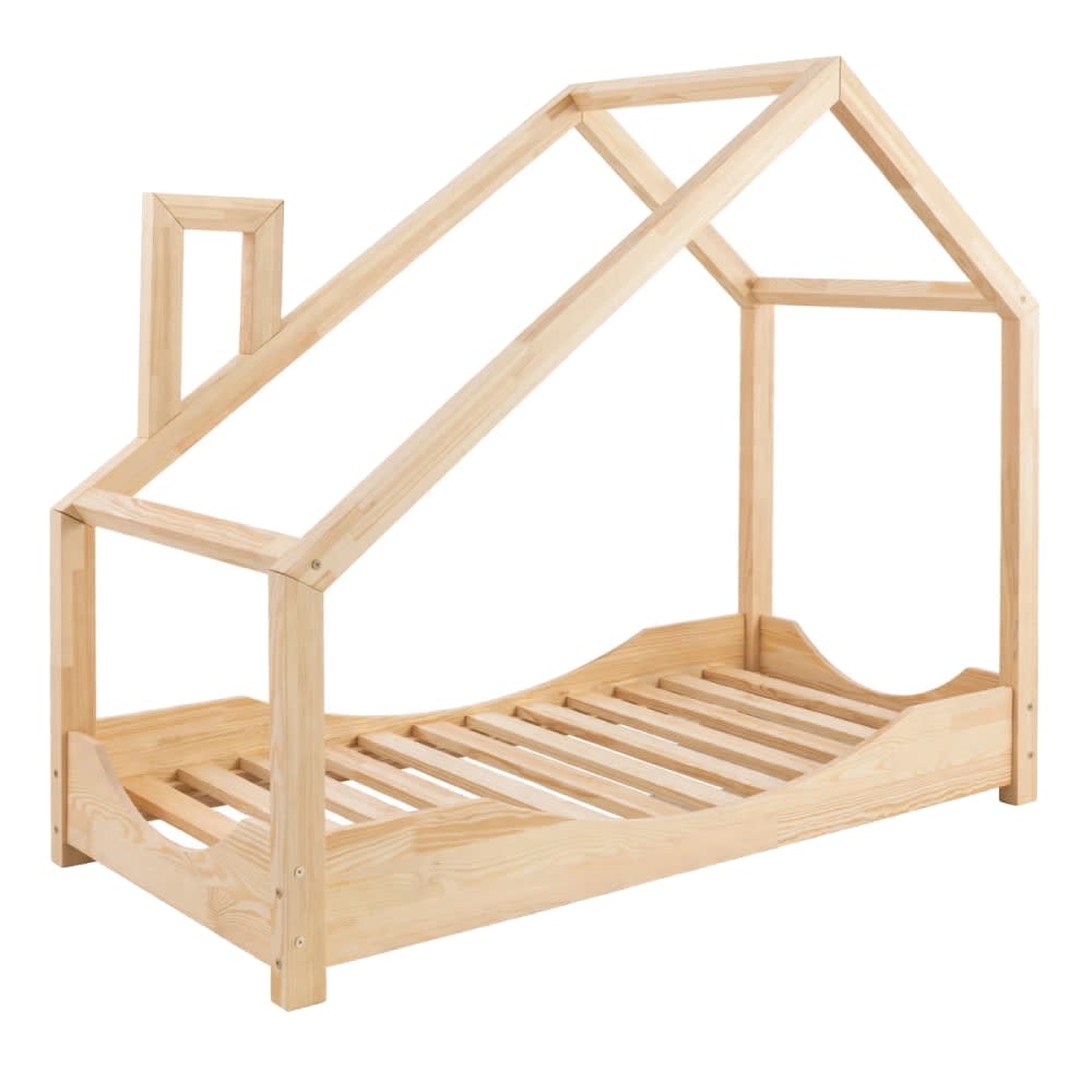 Adeko Kids Kinder-Hausbett Luna E Massives Kiefernholz 70x140 Beige Baby