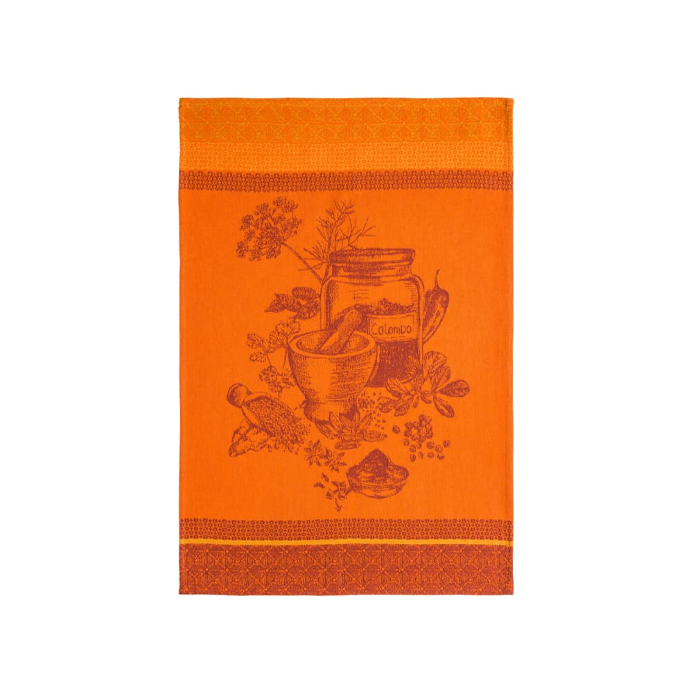 Torchon imprimé en jacquard de coton orange 50x75