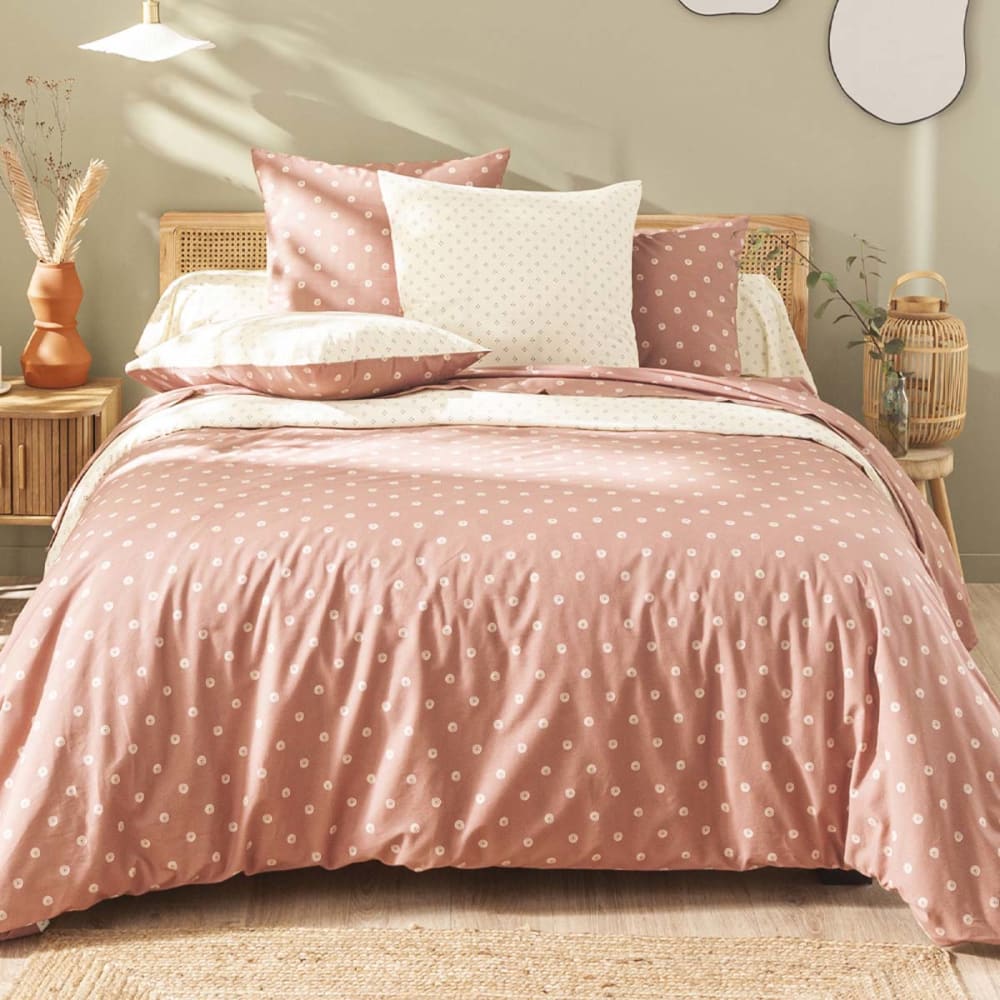 Housse de couette imprimée en bambou rose 240x220