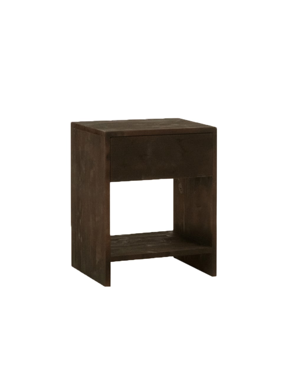 Table de chevet en bois de sapin avec un tiroir marron 40x40cm