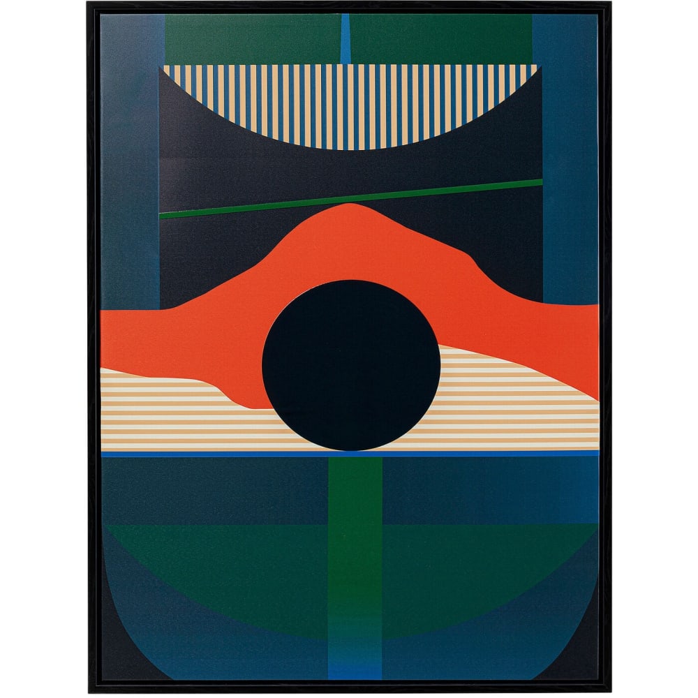 Toile encadrée en coton orange et bleu 75x100