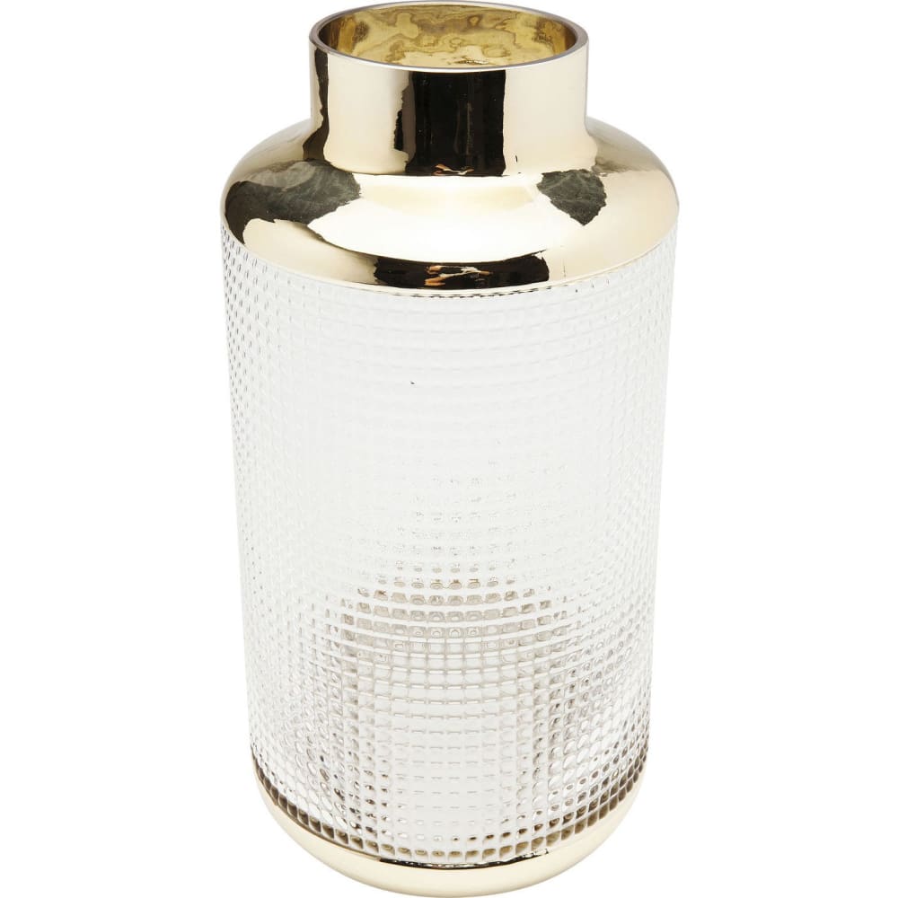 Vase en verre transparent et doré H30