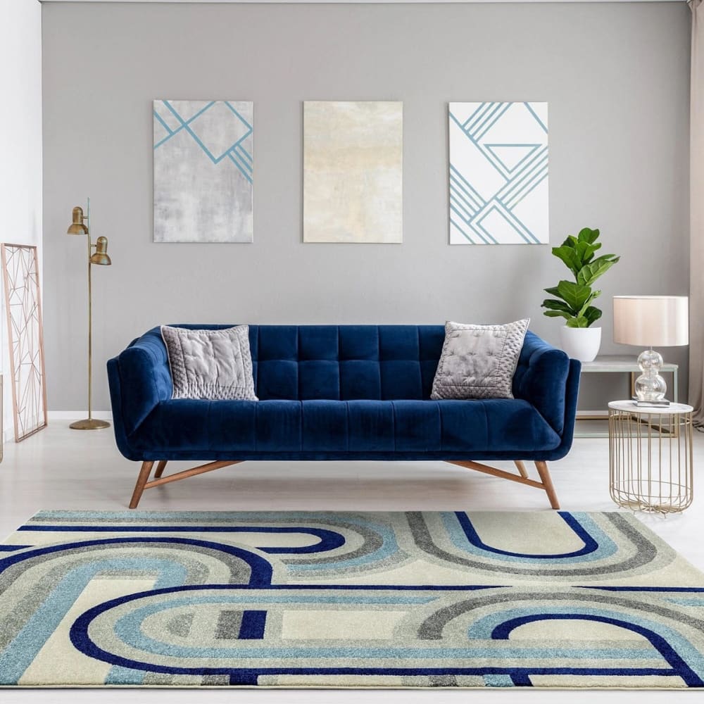Tapis de salon en polypropylène bleu 120x170 cm — vue 3
