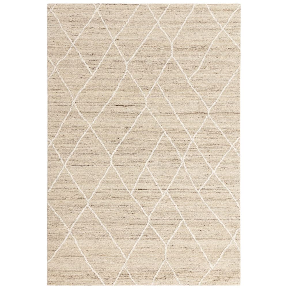 Tapis de salon en laine beige 120x170 cm