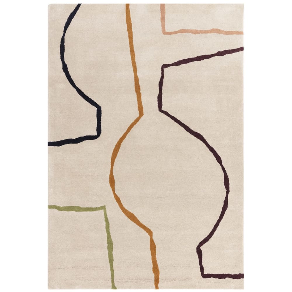Tapis de salon en laine beige 120x170 cm