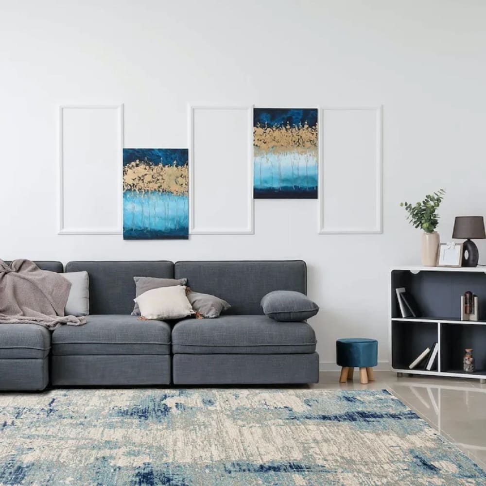 Tapis de salon moderne bleu 200x290 cm - Maisons du Monde