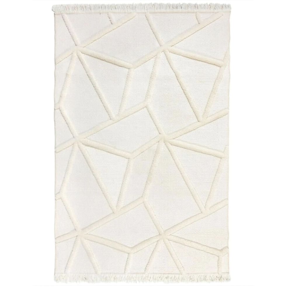 Tapis de salon en polyester beige 120x170 cm