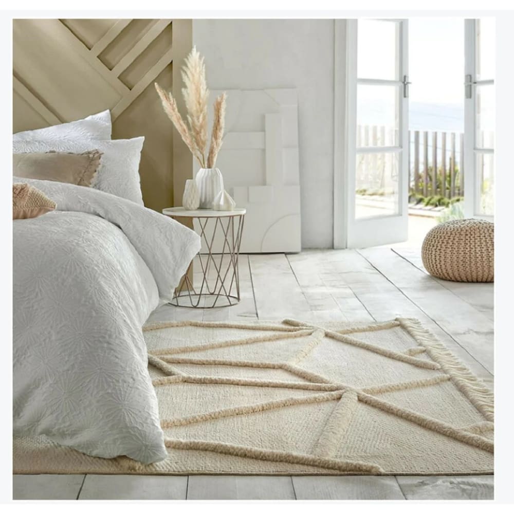 Tapis de salon en polyester beige 120x170 cm — vue 3
