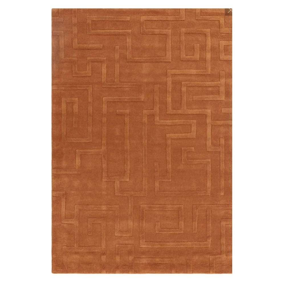 Tapis de salon en laine orange 120x170 cm