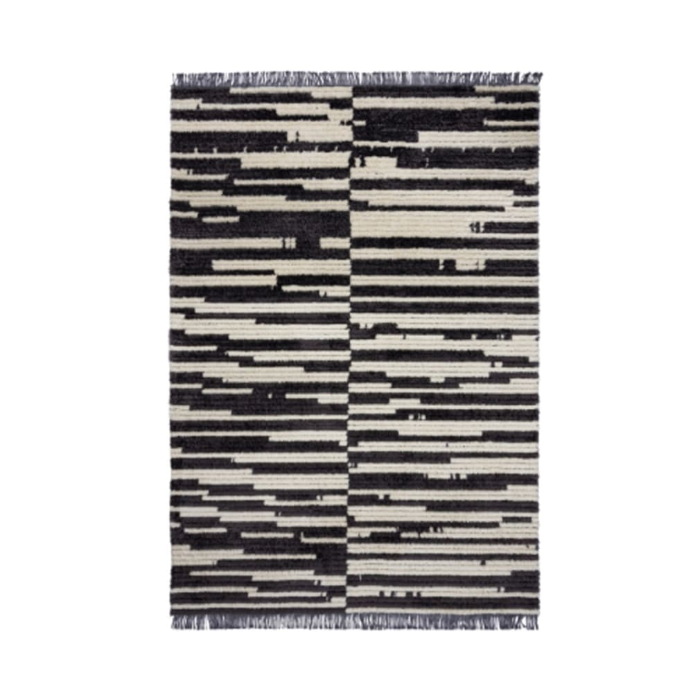 Tapis de salon en polyester noir 120x170 cm