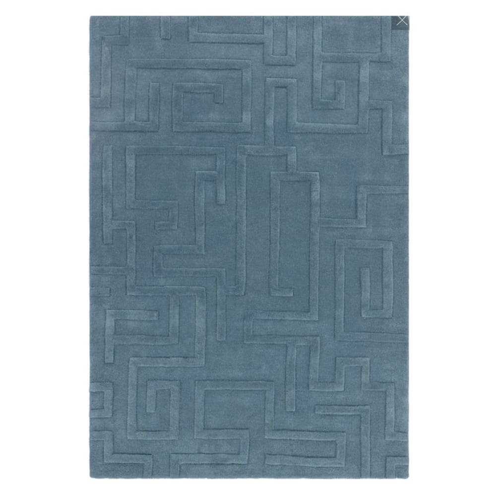 Tapis de salon en laine bleu 120x170 cm