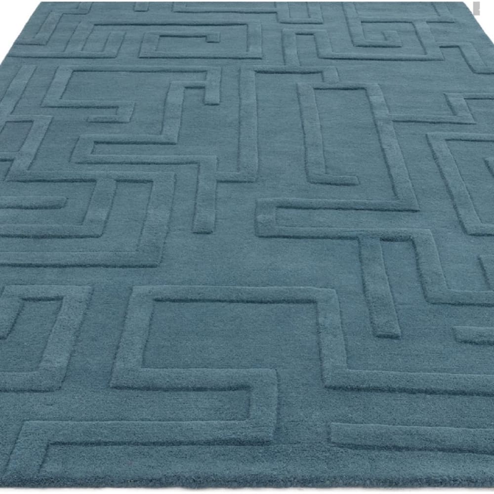 Tapis de salon en laine bleu 120x170 cm - Maisons du Monde