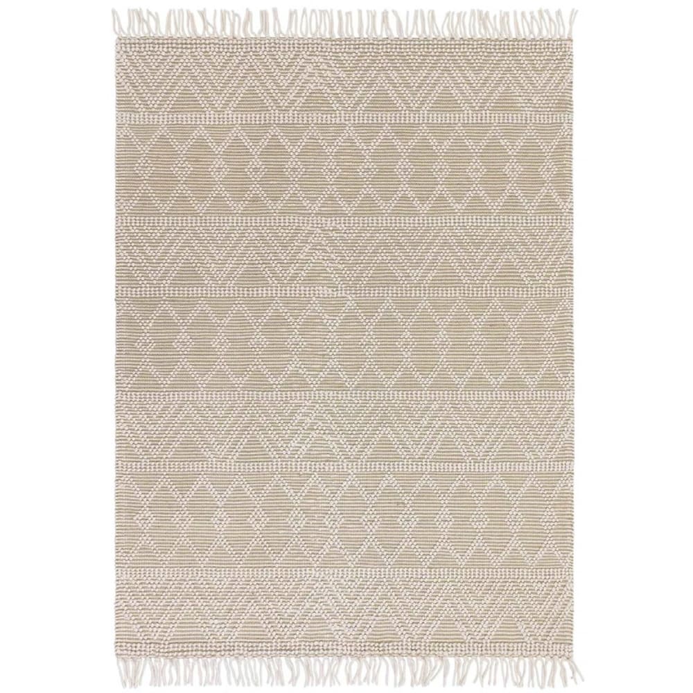 Tapis de salon en laine beige 120x170 cm