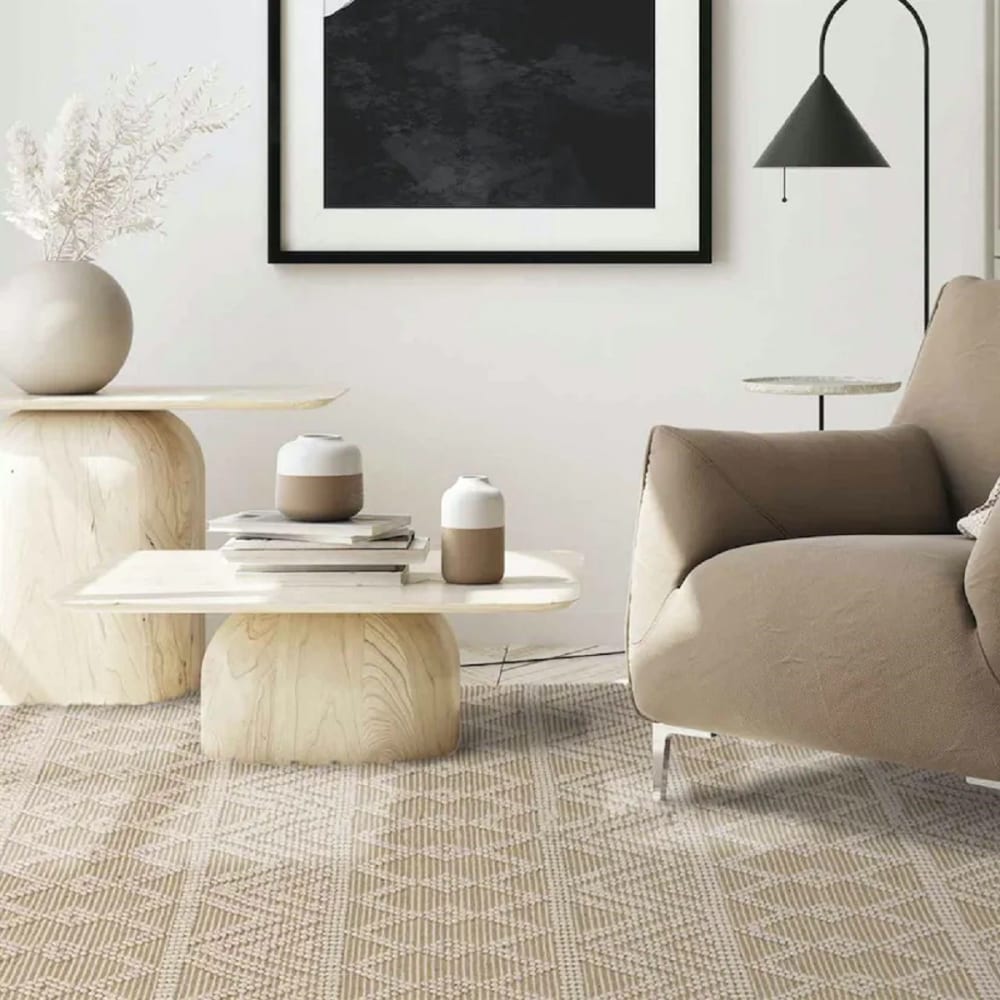 Tapis de salon en laine beige 120x170 cm - Maisons du Monde