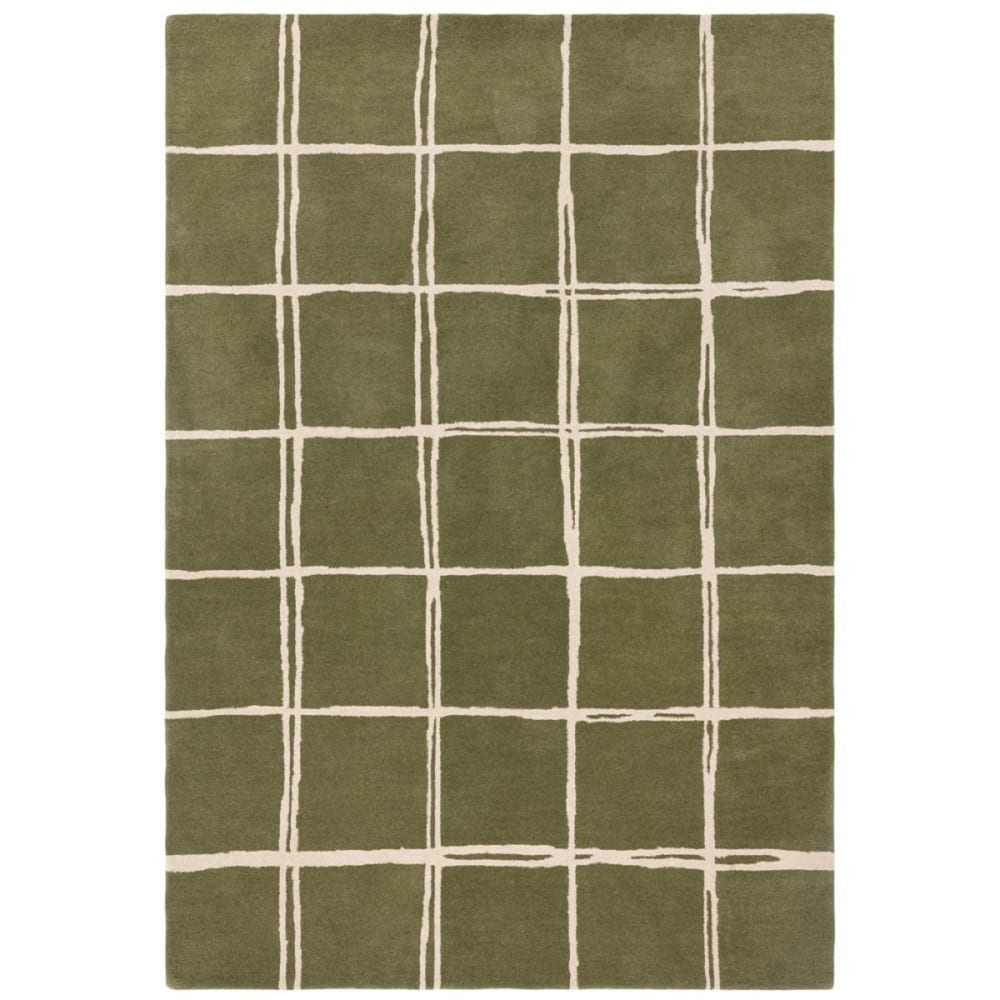 Tapis de salon en laine vert 120x170 cm