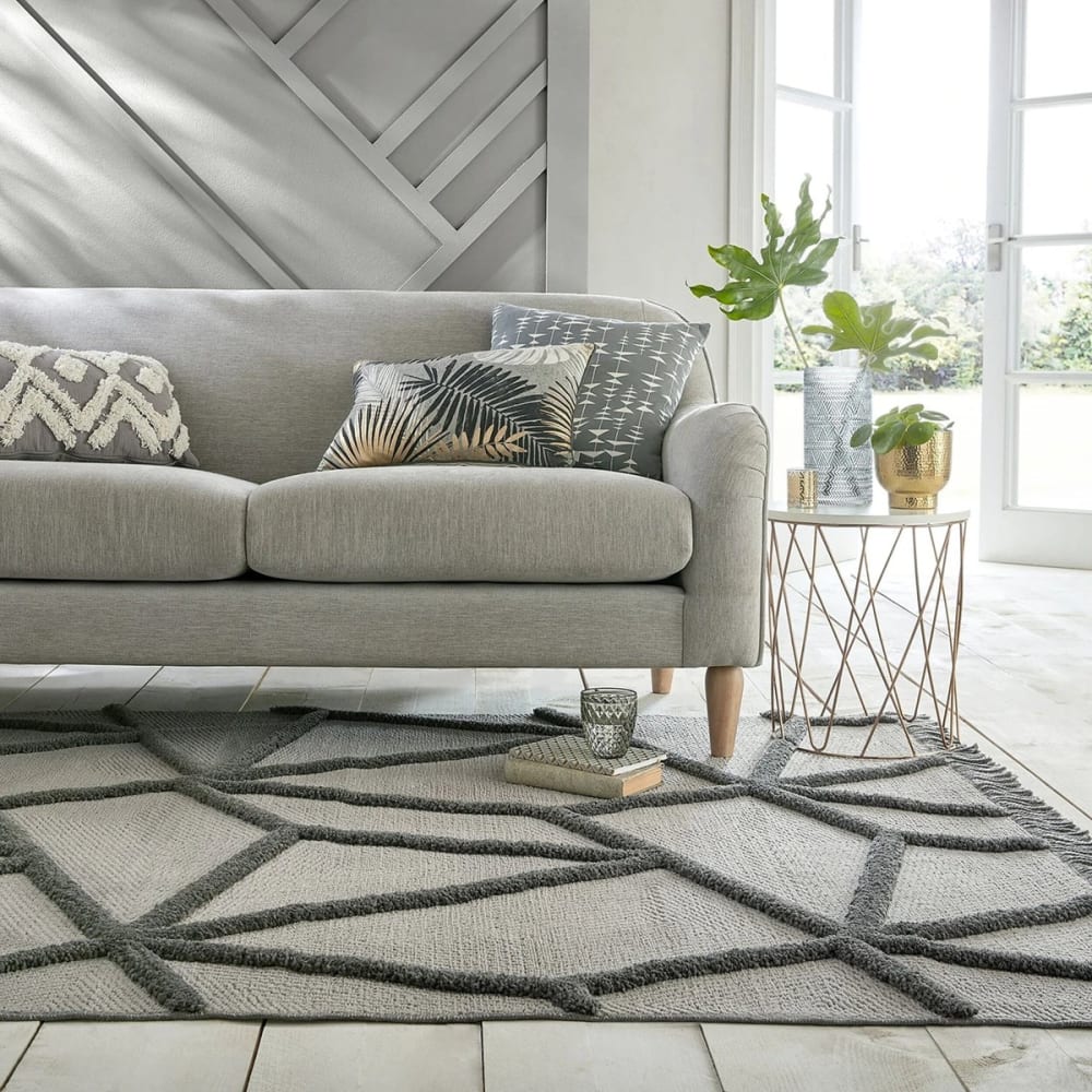 Tapis de salon en polyester gris 120x170 cm - Maisons du Monde