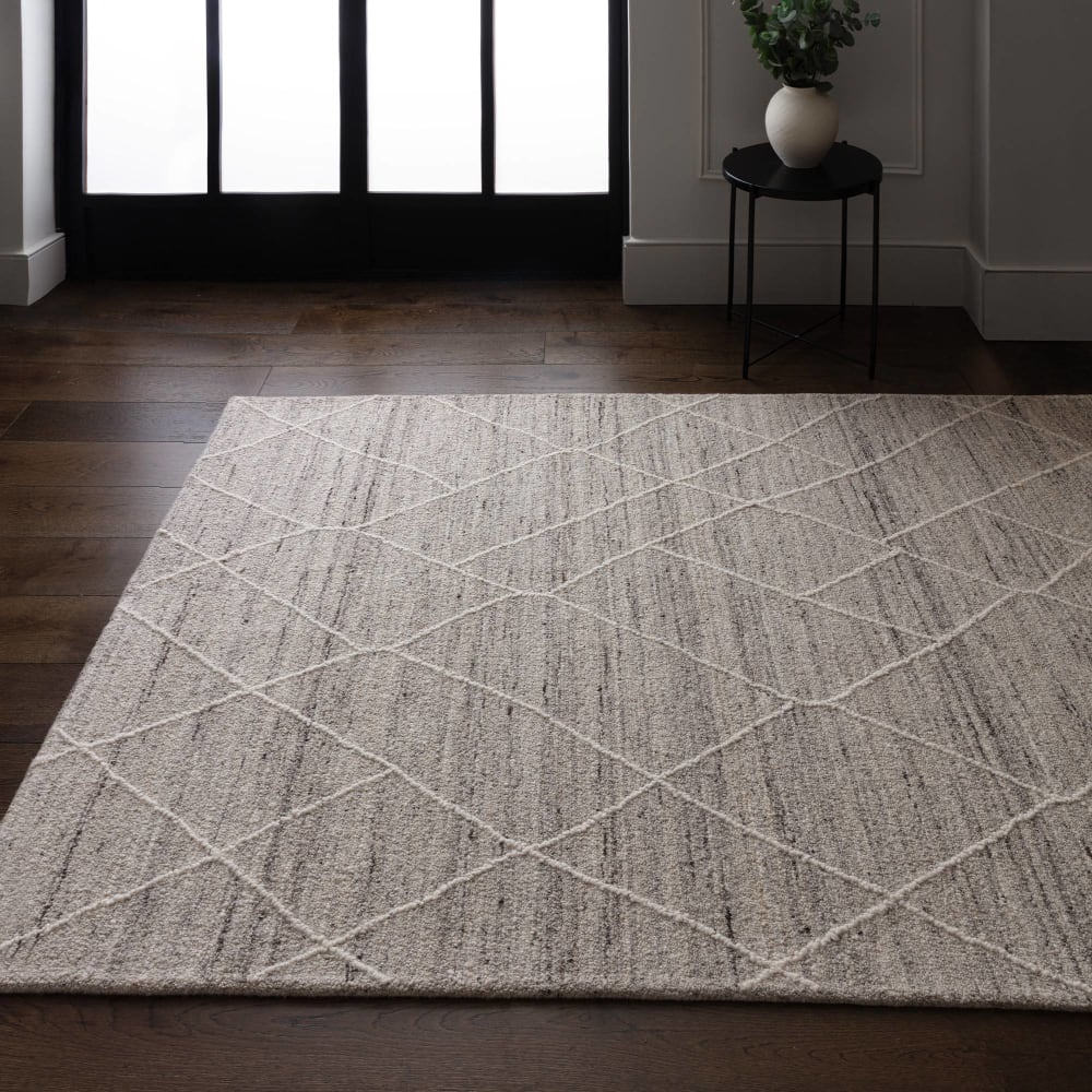 Novatrend Tapis de salon en laine gris 120x170 cm style classique chic Beige