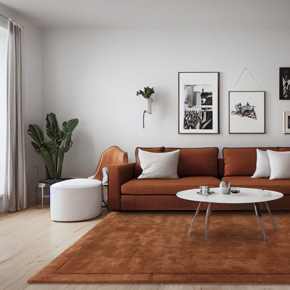 Novatrend Moderner Teppich aus Wolle und Viskose 120x170 cm style classic chic orange Wolle