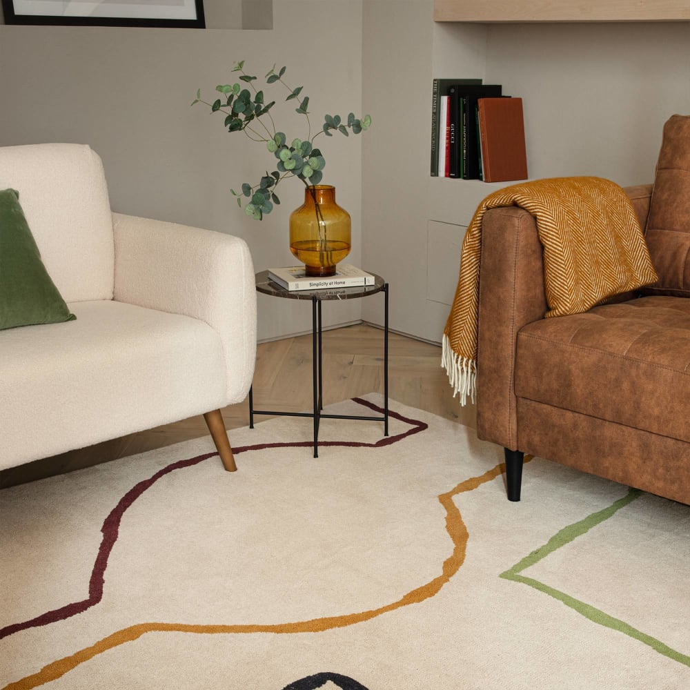 Novatrend Moderner handgefertigter Teppich aus reiner Wolle 200x290 cm style classic chic Beige Wolle