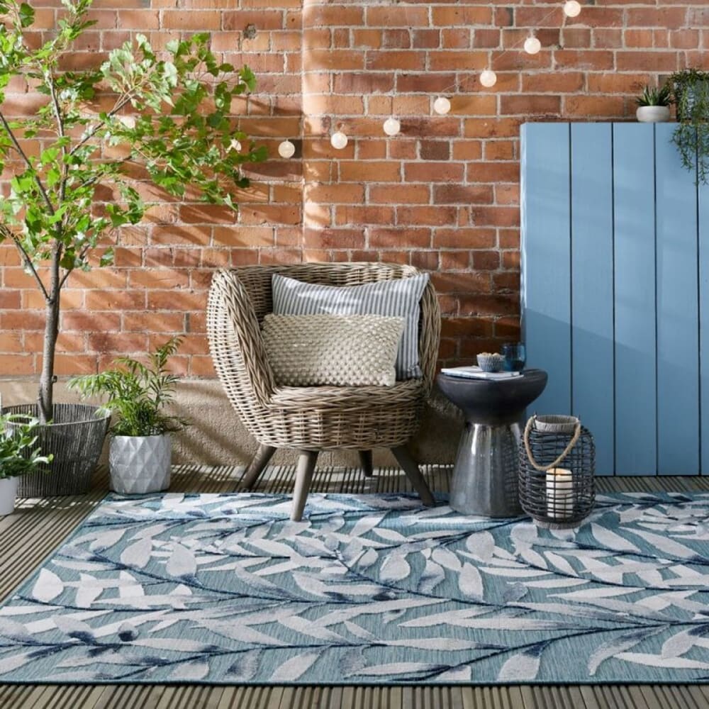 Tapis de salon tissé plat bleu 120x170 cm — vue 3