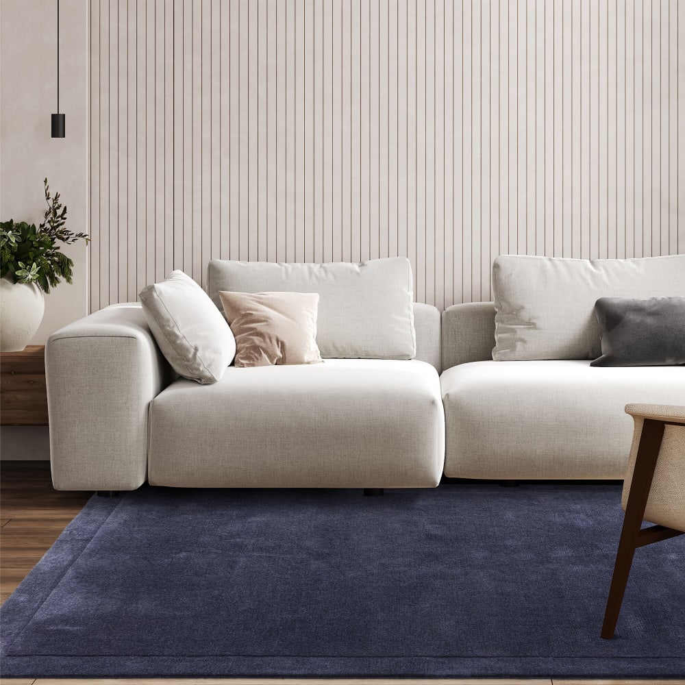 Novatrend Moderner Teppich aus Wolle und Viskose 200x290 cm style classic chic Blau Wolle
