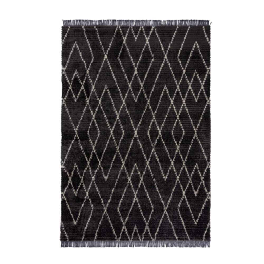 Tapis de salon en polyester noir 160x230 cm