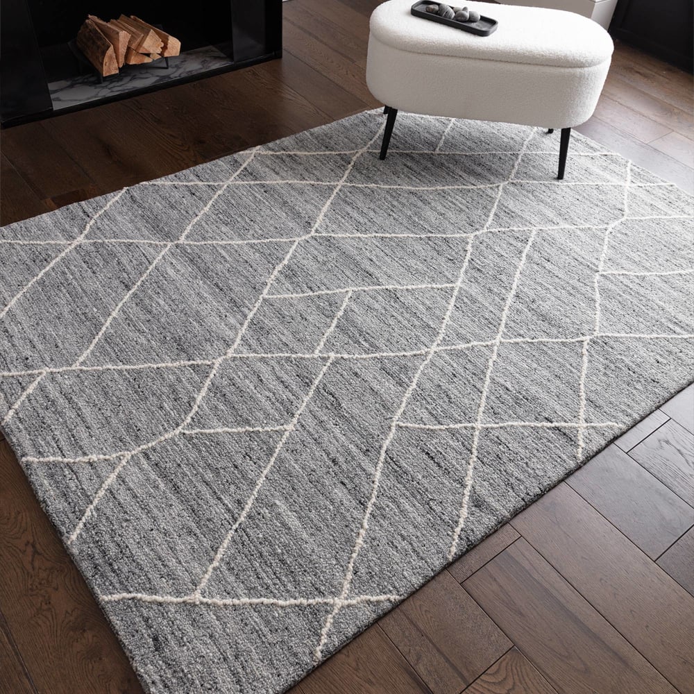 Tapis de salon en laine gris 120x170 cm - Maisons du Monde
