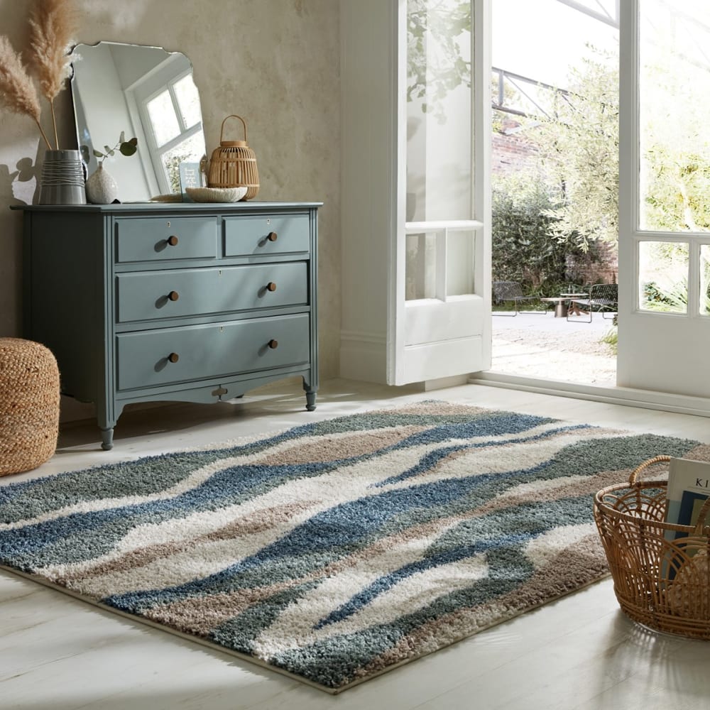 Tapis de salon moderne bleu 120x170 cm — vue 3