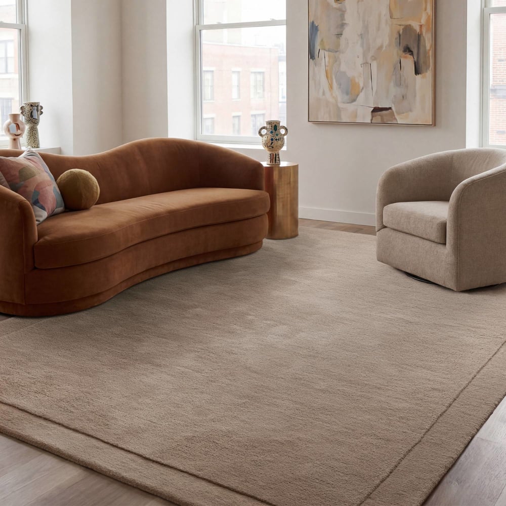 Novatrend Moderner Teppich aus Wolle und Viskose 120x170 cm style classic chic Beige Wolle