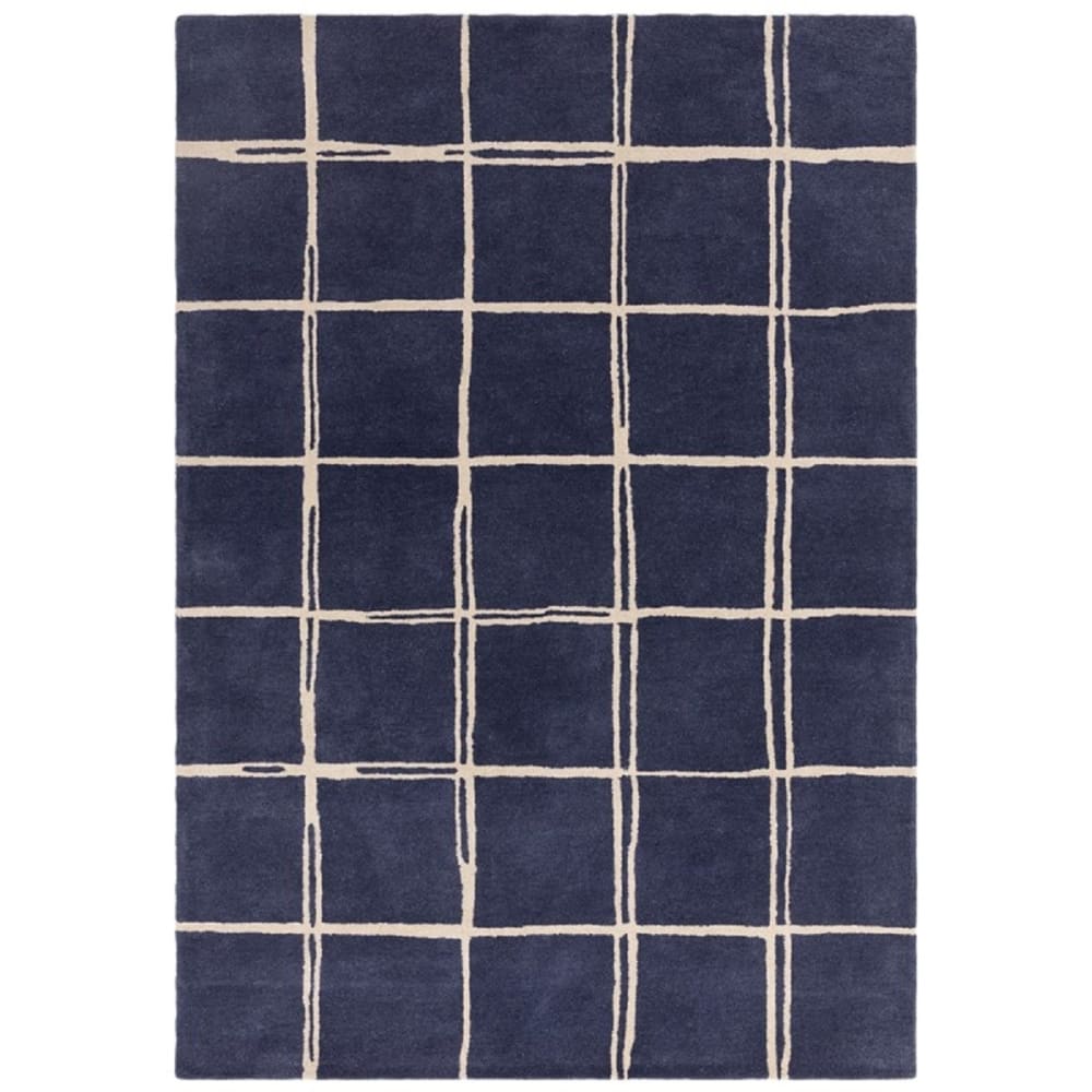 Tapis de salon en laine bleu 80x150 cm