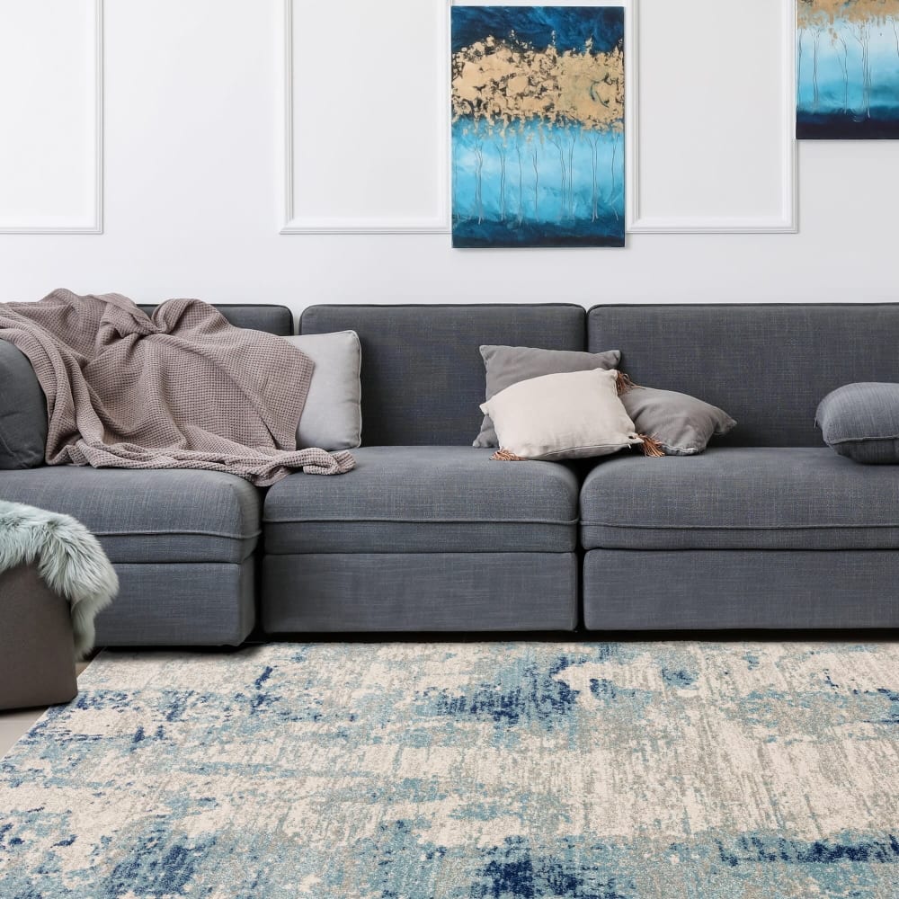 Novatrend Moderner Wohnzimmerteppich, flach gewebt, blau 160x230 cm style classic chic - Pes - Polyester