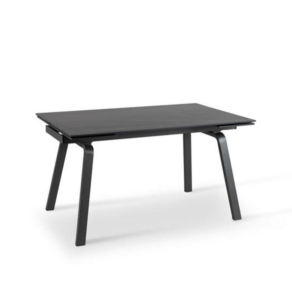 Table extensible avec plateau en pierre effet marbre noir, 200 x 80 cm