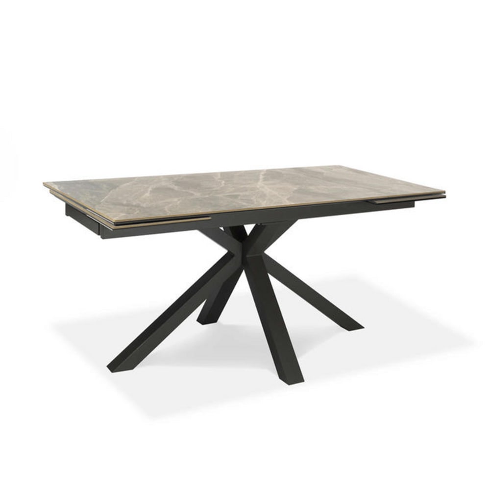 Table extensible effet marbre gris, 240 x 90 cm, hauteur 76 cm