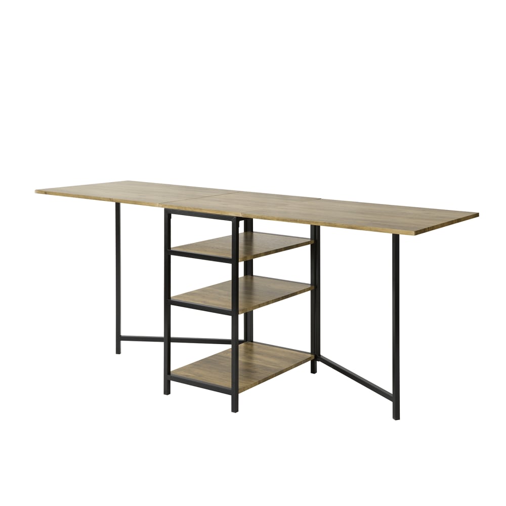 SoBuy Esszimmertisch mit 3 Ablagen klappbar MDF Metall Natur Beige Holz