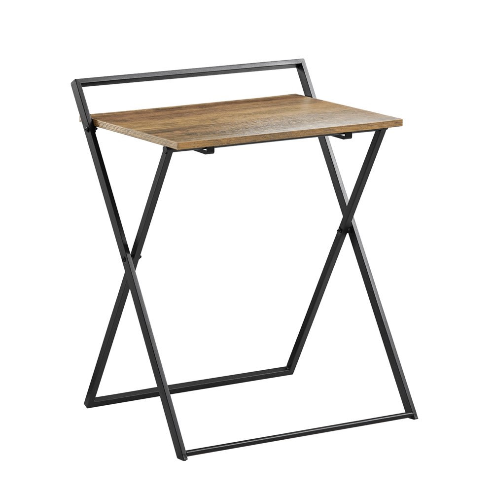 Schreibtisch Klappbar FüR Home-Office MDF Metall Vintagebraun-Schwarz