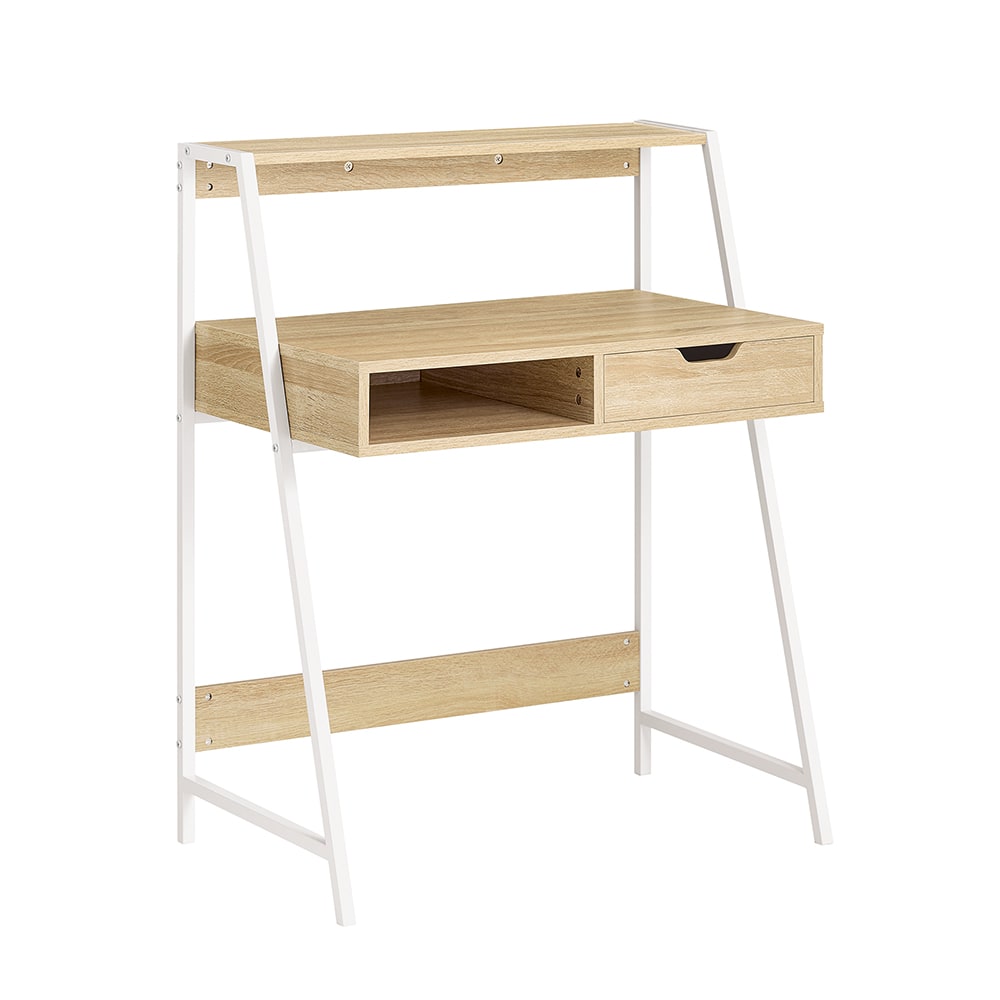 Schreibtisch Mit Ablage Und Schublade MDF Metall Natur