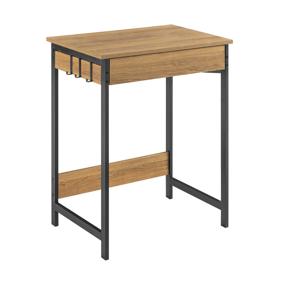 Schreibtisch Mit Einer Schublade Und 2 Haken Arbeitszimmer MDF Natur