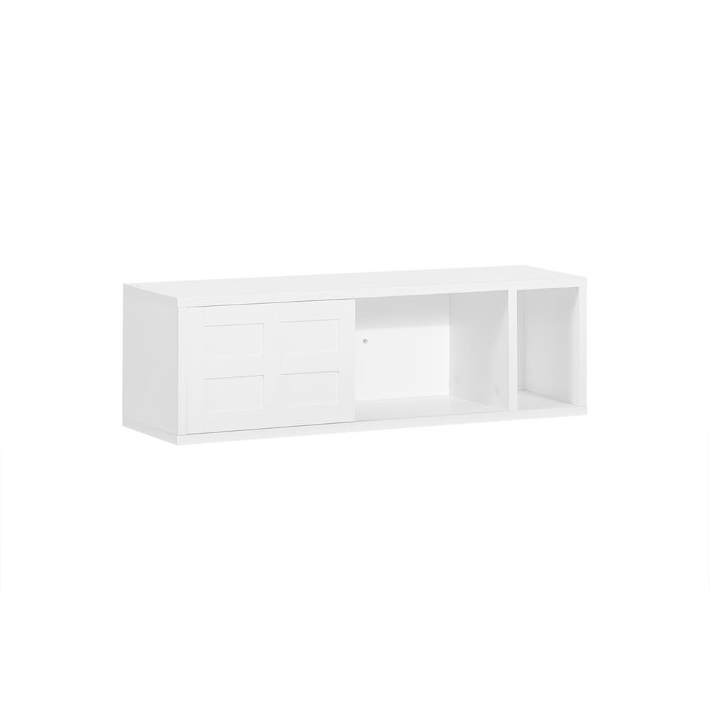 SoBuy Wandgarderobe mit Schiebetüren und Fach MDF Weiß Weiß Holz