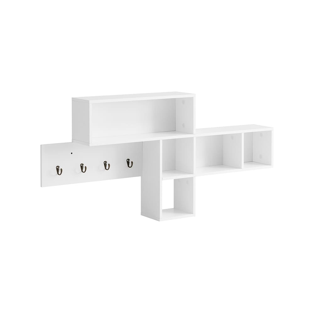 Portemanteau effet bois blanc avec 4 crochets