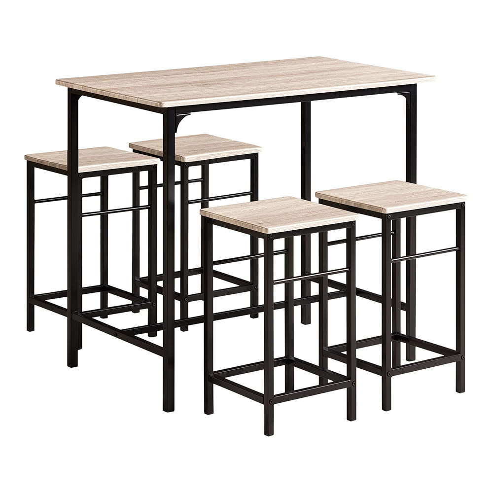 Bartisch Mit 4 StüHlen Esszimmer MDF Metall Natur