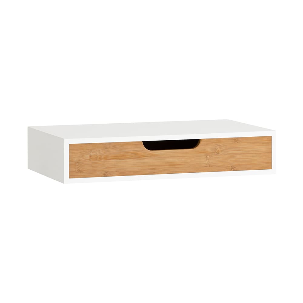 SoBuy Wandschublade MDF mit Bambus Weiß Beige Holz