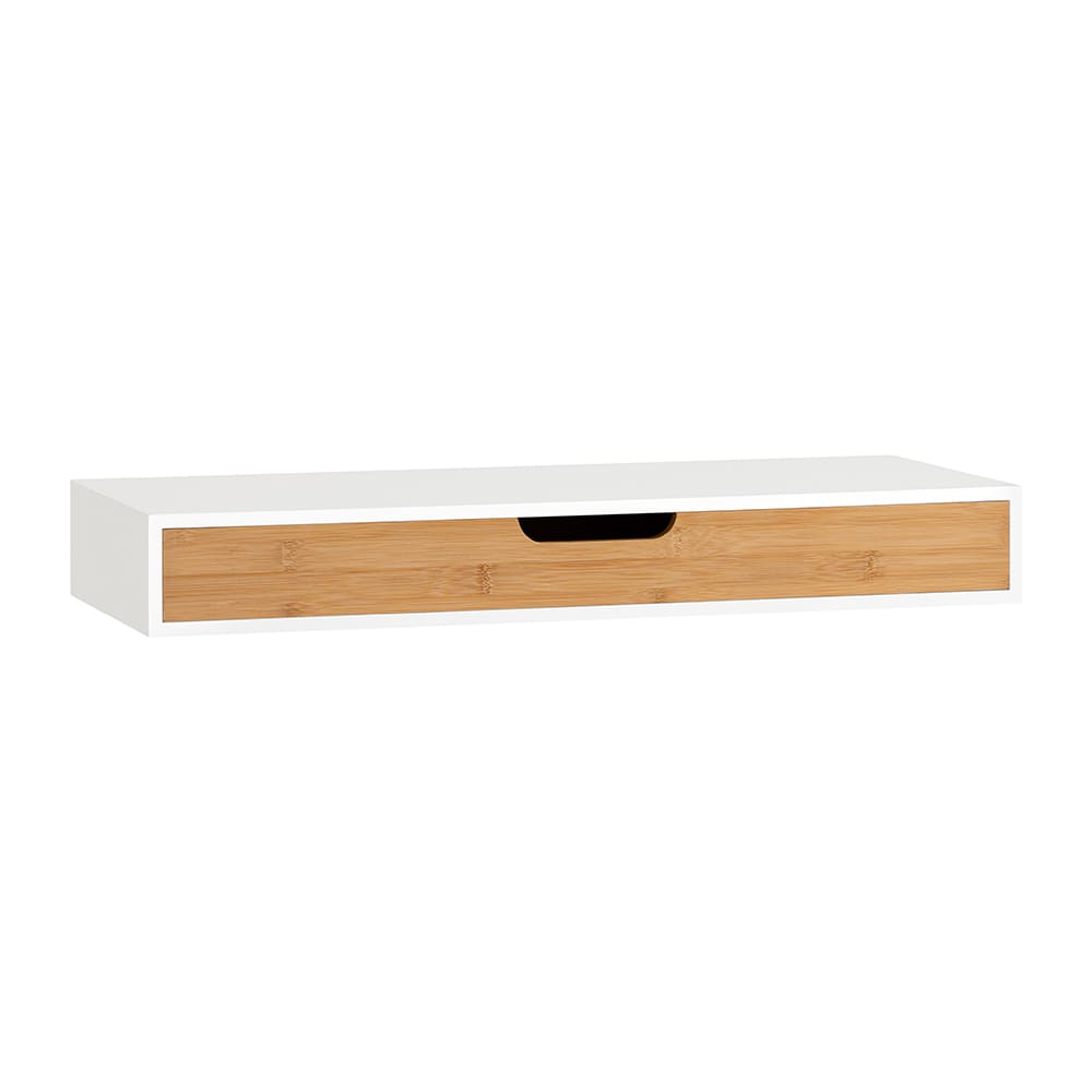 SoBuy Wandschublade MDF mit Bambus Weiß Beige Holz