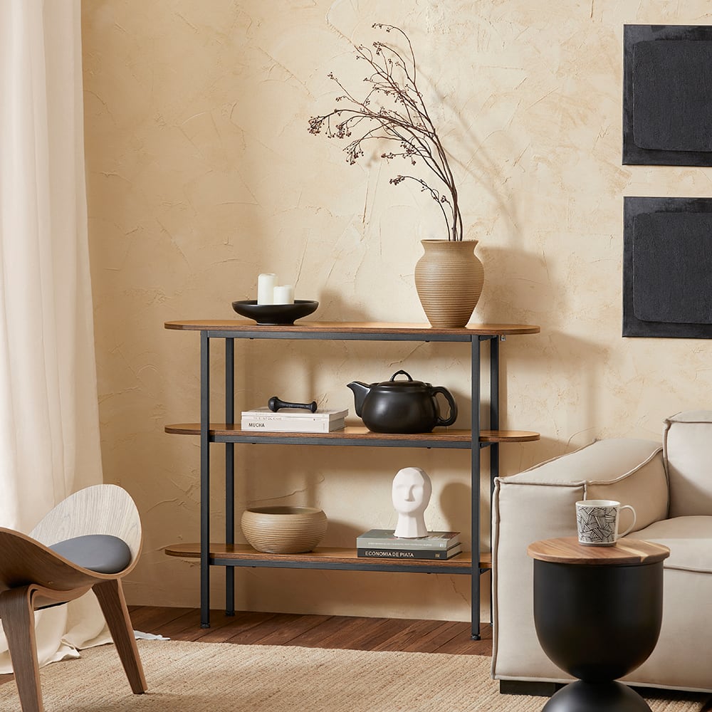 Table console cadre en métal noir avec 3 étagères - Maisons du Monde