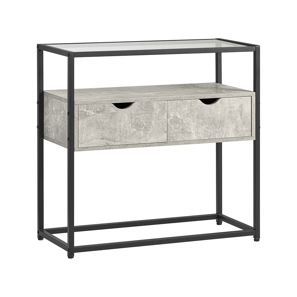 SoBuy Konsolentisch mit 2 Schubladen PB und Metall Grau Grau Holz